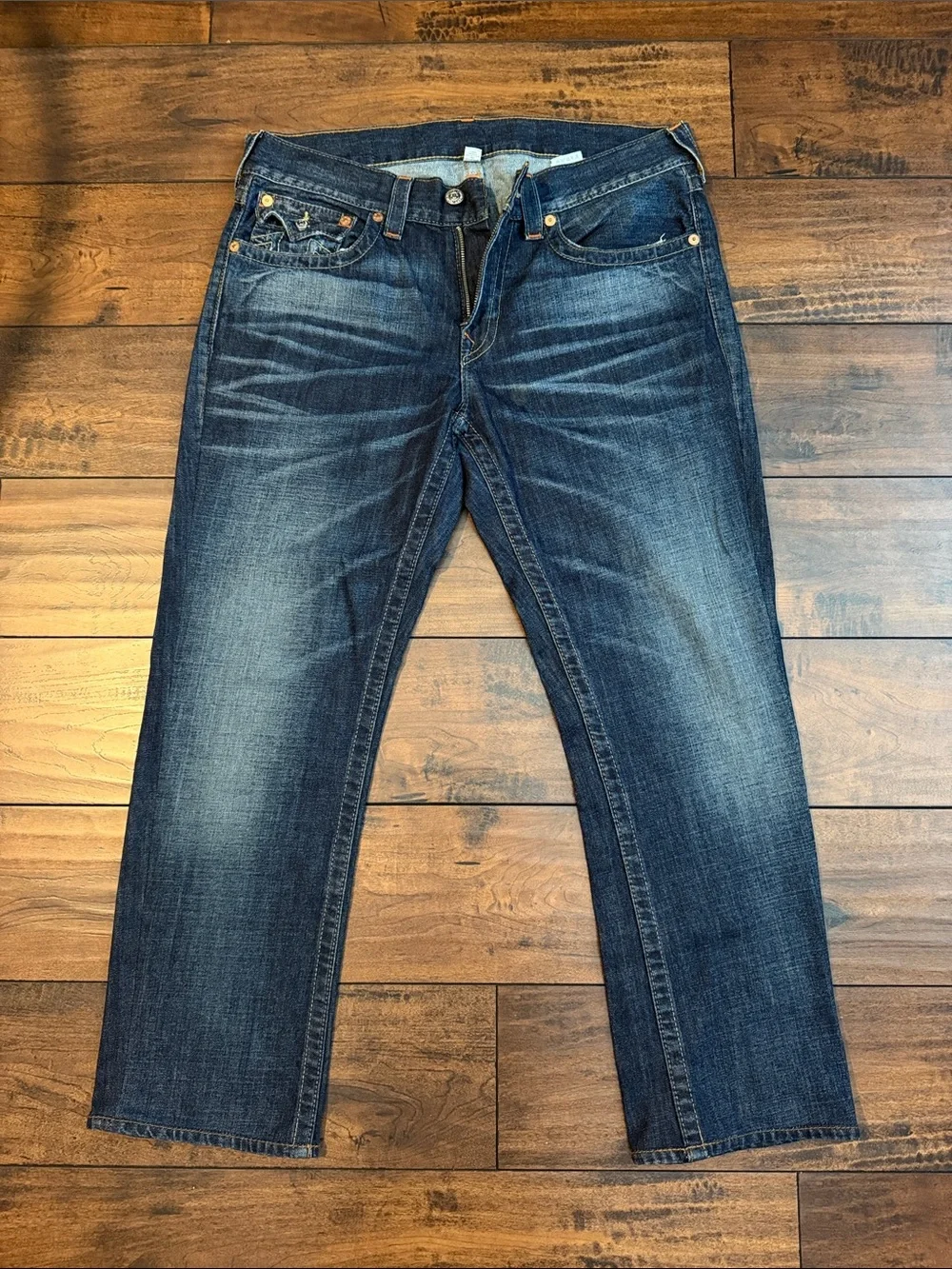 True Religion Men's Medium Dark Blue Straight Jeans 34x30